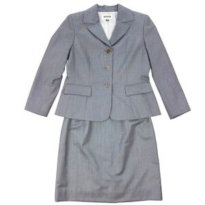 Kasper Petite 8P Gray 2 Piece Skirt Suit Set Blazer Pencil Skirt Business Work